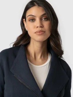 Discount Saint and Sofia Cotton Biker Jacket - Navy