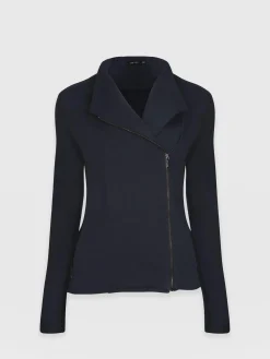 Discount Saint and Sofia Cotton Biker Jacket - Navy