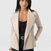 Online Saint and Sofia Cotton Biker Jacket-Light Beige-Black/Cream Stripe