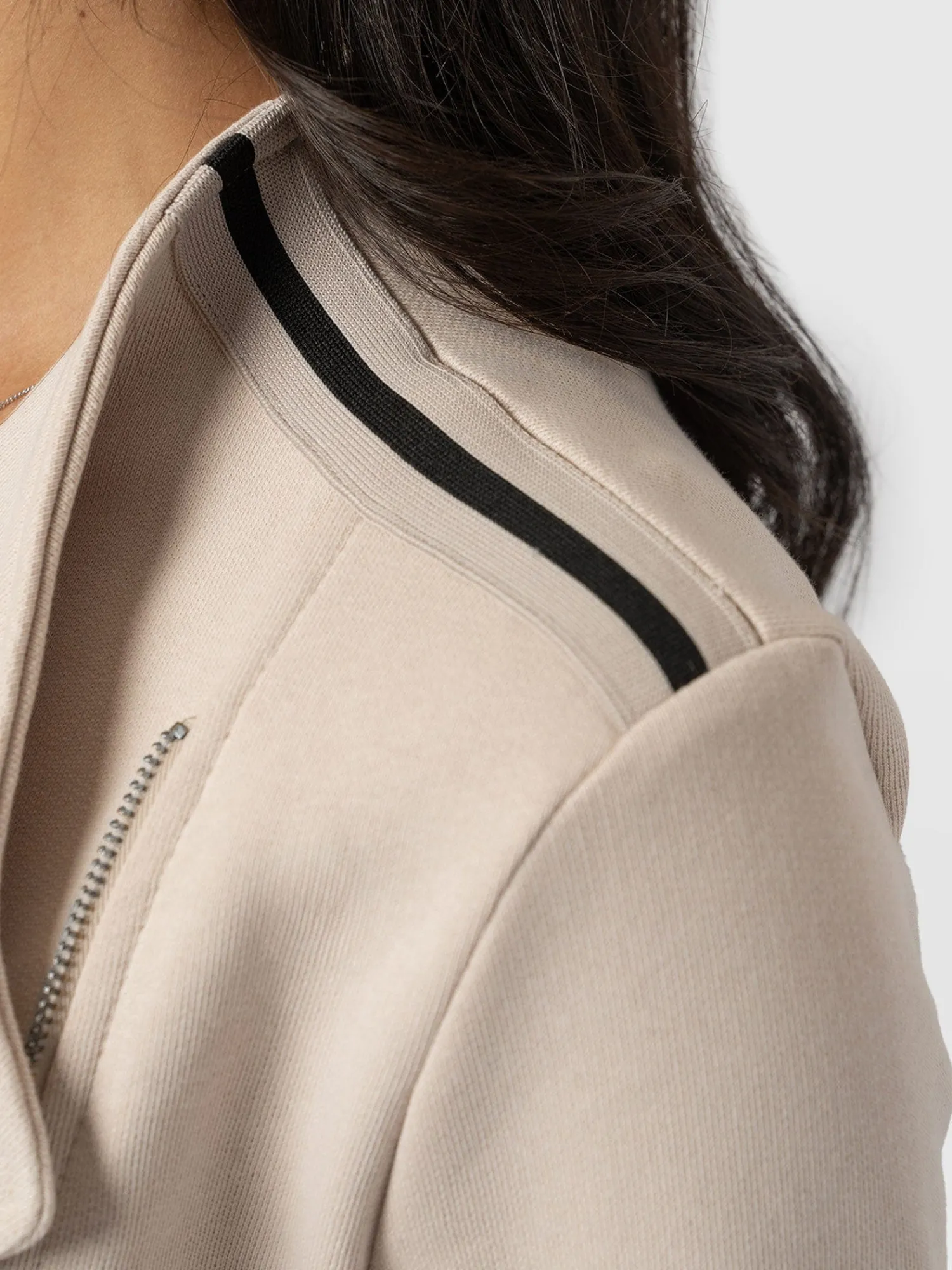 Online Saint and Sofia Cotton Biker Jacket-Light Beige-Black/Cream Stripe