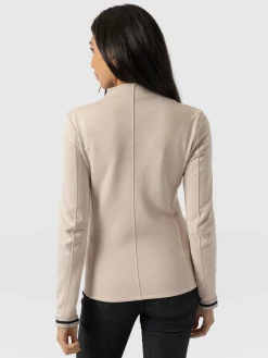 Online Saint and Sofia Cotton Biker Jacket-Light Beige-Black/Cream Stripe