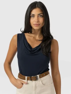 Hot Saint and Sofia Cowl Neck Cami - Navy