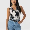 Hot Saint and Sofia Cowl Neck Cami - White Fade Floral