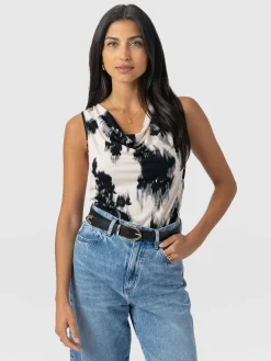 Hot Saint and Sofia Cowl Neck Cami - White Fade Floral