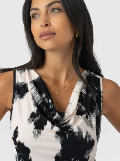 Hot Saint and Sofia Cowl Neck Cami - White Fade Floral