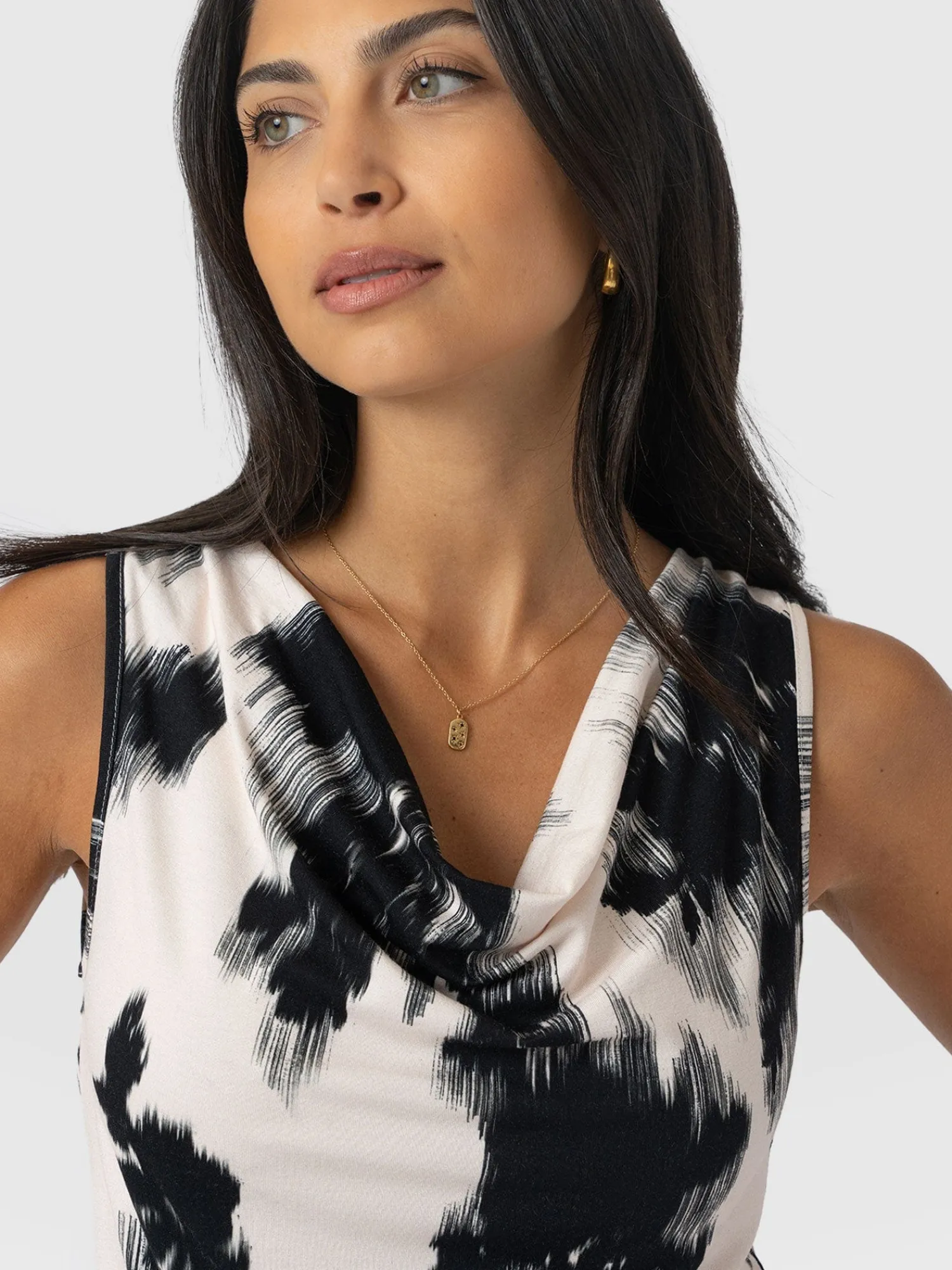 Hot Saint and Sofia Cowl Neck Cami - White Fade Floral
