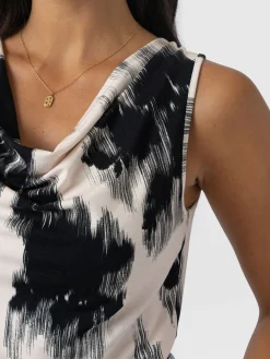 Hot Saint and Sofia Cowl Neck Cami - White Fade Floral