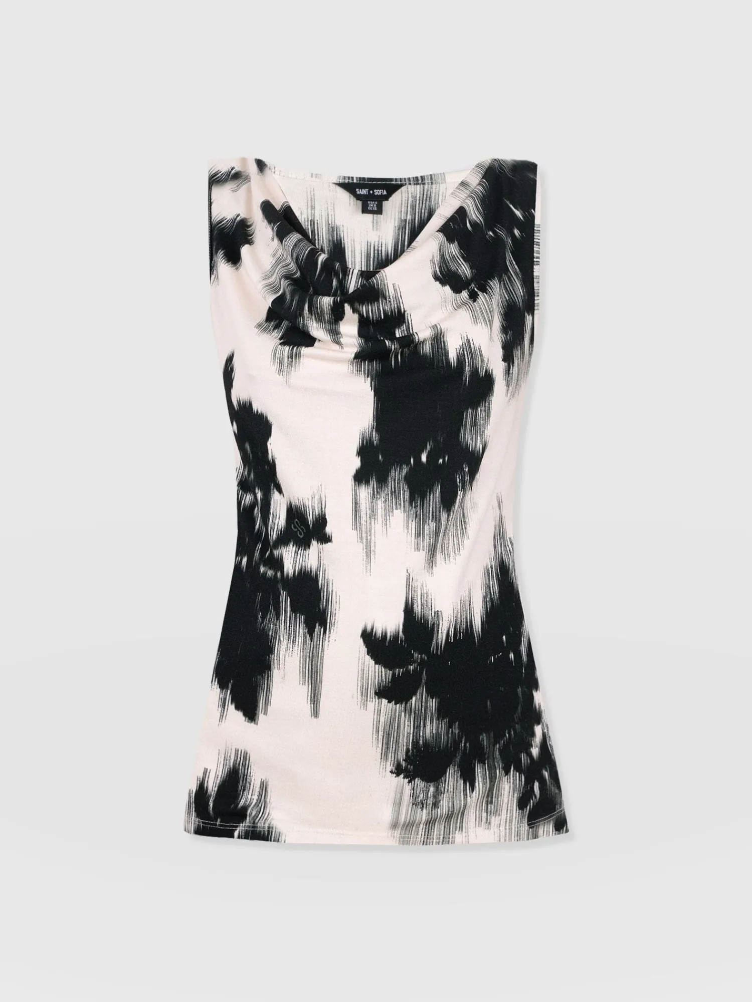 Hot Saint and Sofia Cowl Neck Cami - White Fade Floral