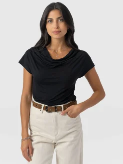 Hot Saint and Sofia Cowl Neck Tee - Black