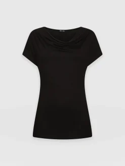 Hot Saint and Sofia Cowl Neck Tee - Black