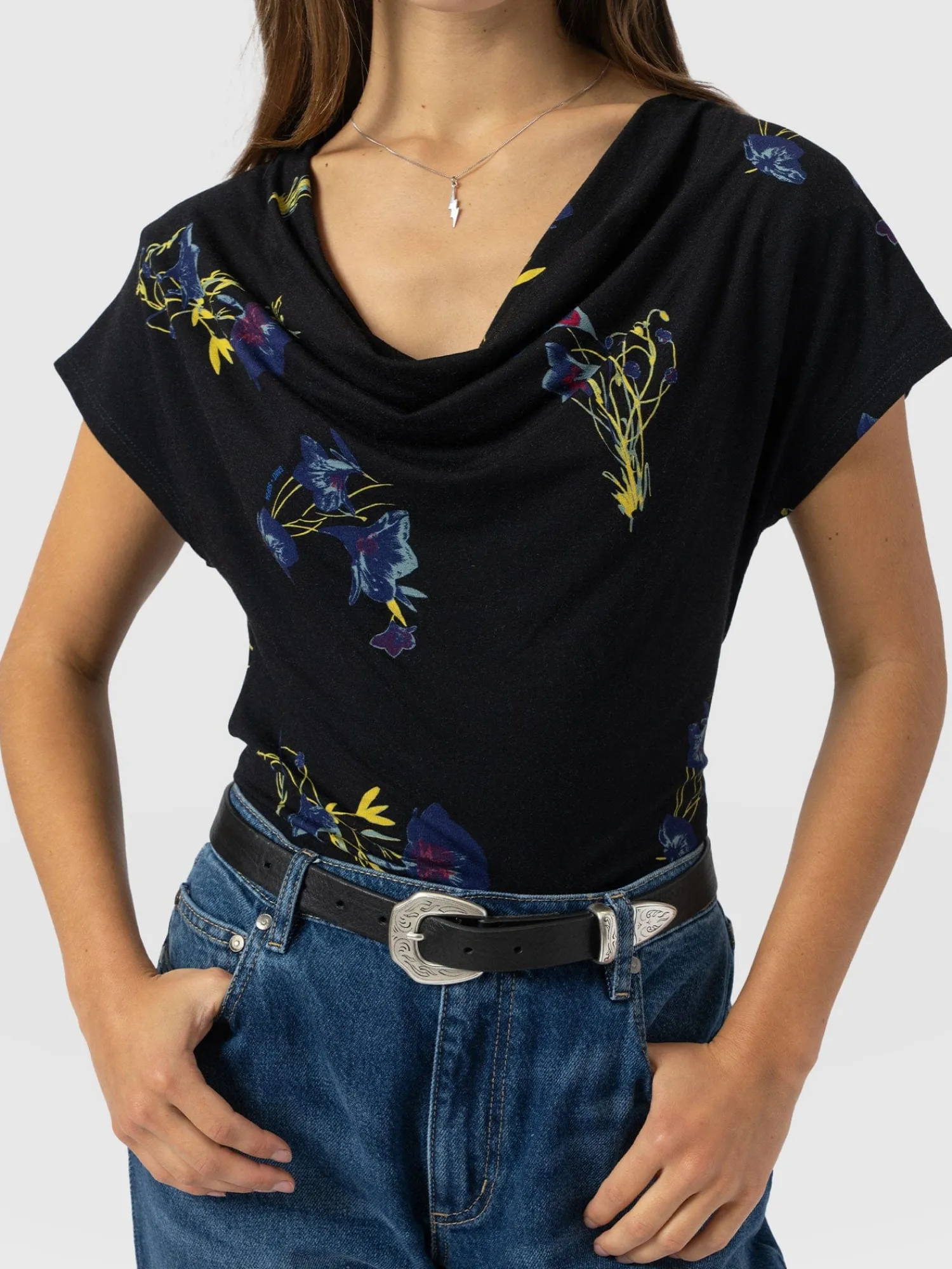 New Saint and Sofia Cowl Neck Tee - Blue Lily Gardens