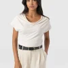 Online Saint and Sofia Cowl Neck Tee - Cream