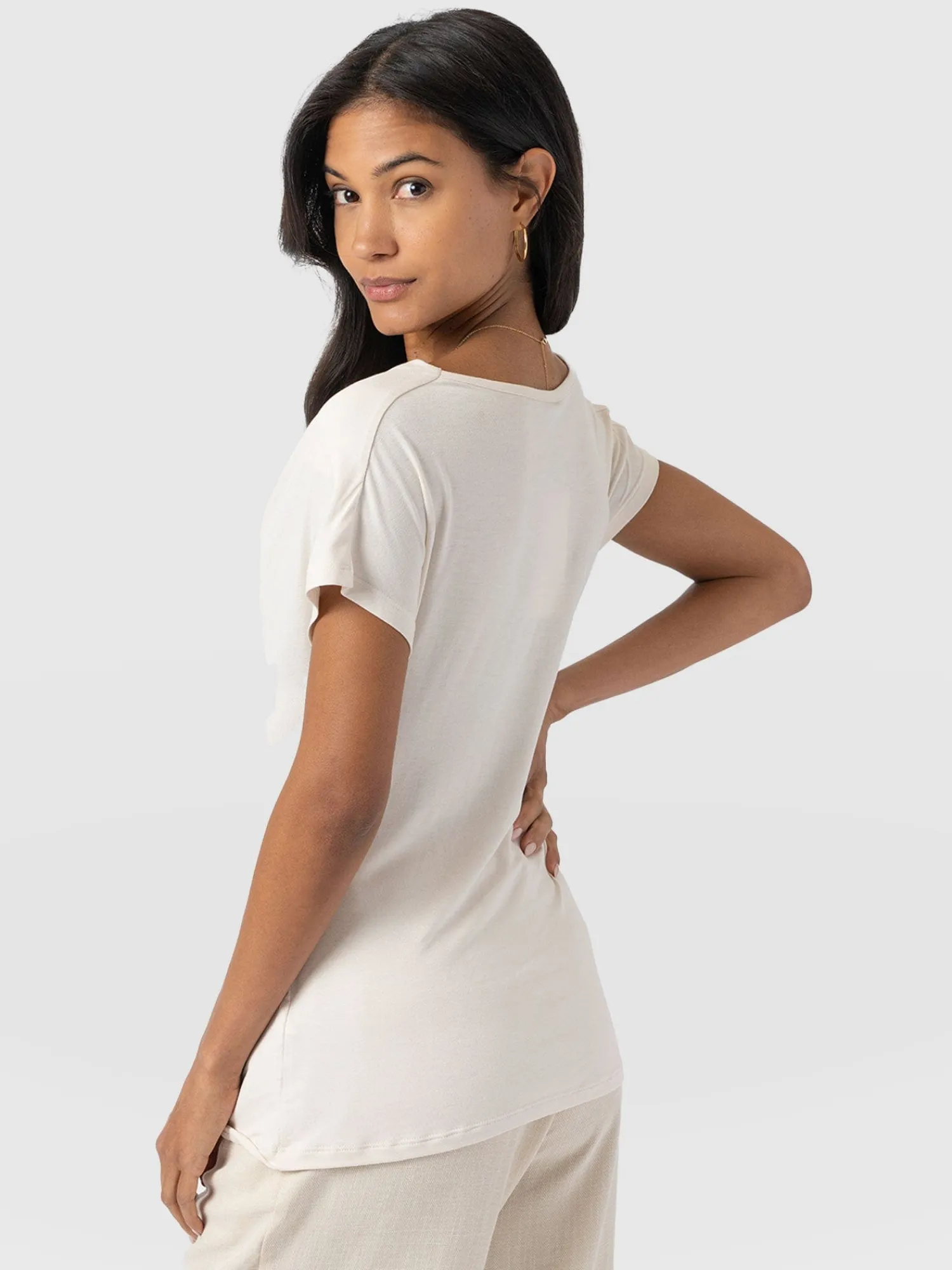 Online Saint and Sofia Cowl Neck Tee - Cream