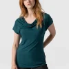 Clearance Saint and Sofia Cowl Neck Tee - Deep Green