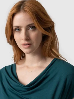 Clearance Saint and Sofia Cowl Neck Tee - Deep Green