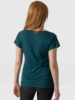 Clearance Saint and Sofia Cowl Neck Tee - Deep Green