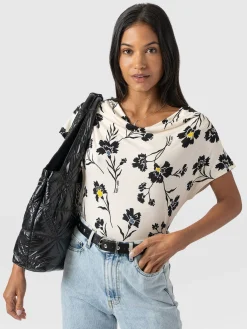 Fashion Saint and Sofia Cowl Neck Tee - White Spring Floral