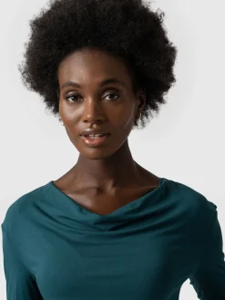 Discount Saint and Sofia Cowl Neck Tee Long Sleeve - Deep Green