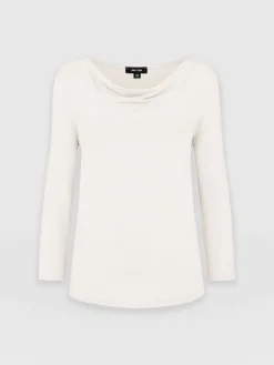 Online Saint and Sofia Cowl Neck Tee Long Sleeve - Cream