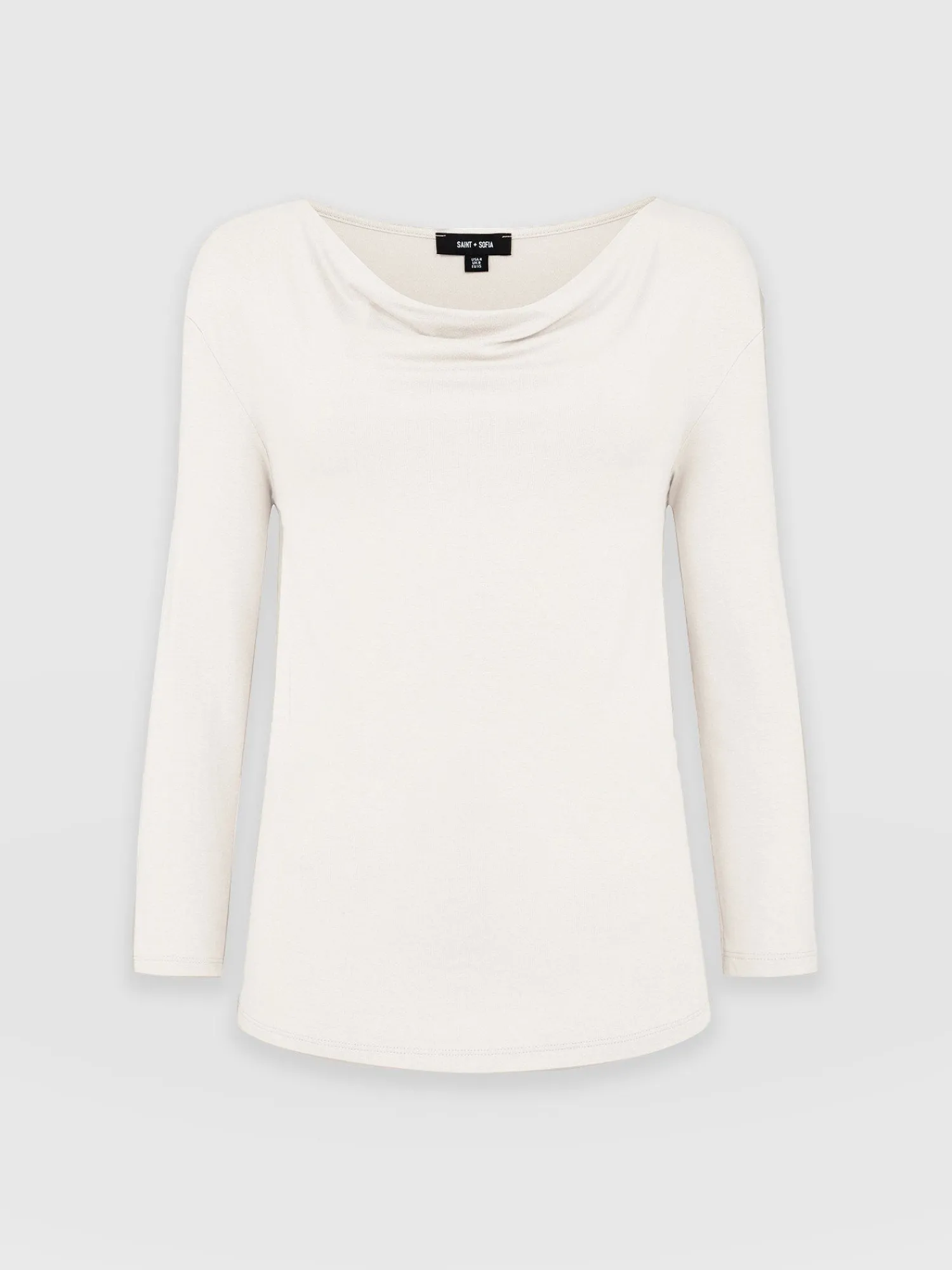 Online Saint and Sofia Cowl Neck Tee Long Sleeve - Cream
