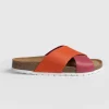 Clearance Saint and Sofia Cross Over Slides - Orange & Pink