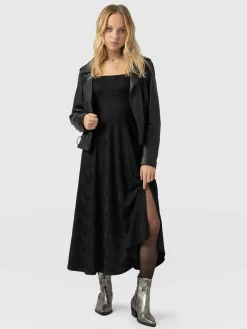 Online Saint and Sofia Darcey Flared Dress - Black Jacquard