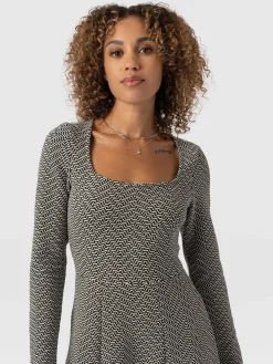 Online Saint and Sofia Darcey Flared Dress - Cream Lurex