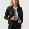 Hot Saint and Sofia Delphi Leather Bomber Jacket - Black