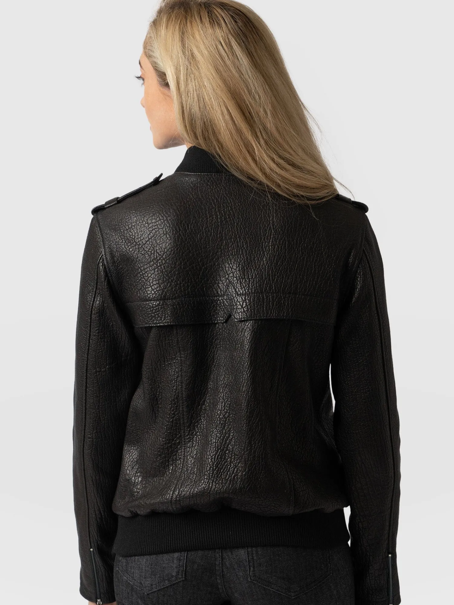 Hot Saint and Sofia Delphi Leather Bomber Jacket - Black
