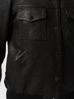 Hot Saint and Sofia Delphi Leather Bomber Jacket - Black