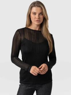Discount Saint and Sofia Demi Lace Long Sleeve Tee - Black