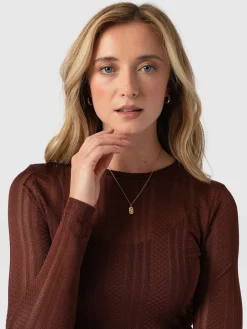 New Saint and Sofia Demi Lace Long Sleeve Tee - Maroon