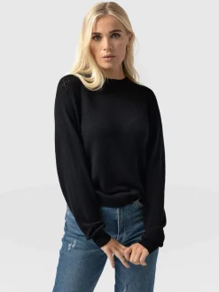 Online Saint and Sofia Diamond Knit Sweater - Black