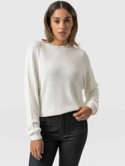 Fashion Saint and Sofia Diamond Knit Sweater - White