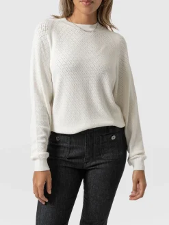 Fashion Saint and Sofia Diamond Knit Sweater - White