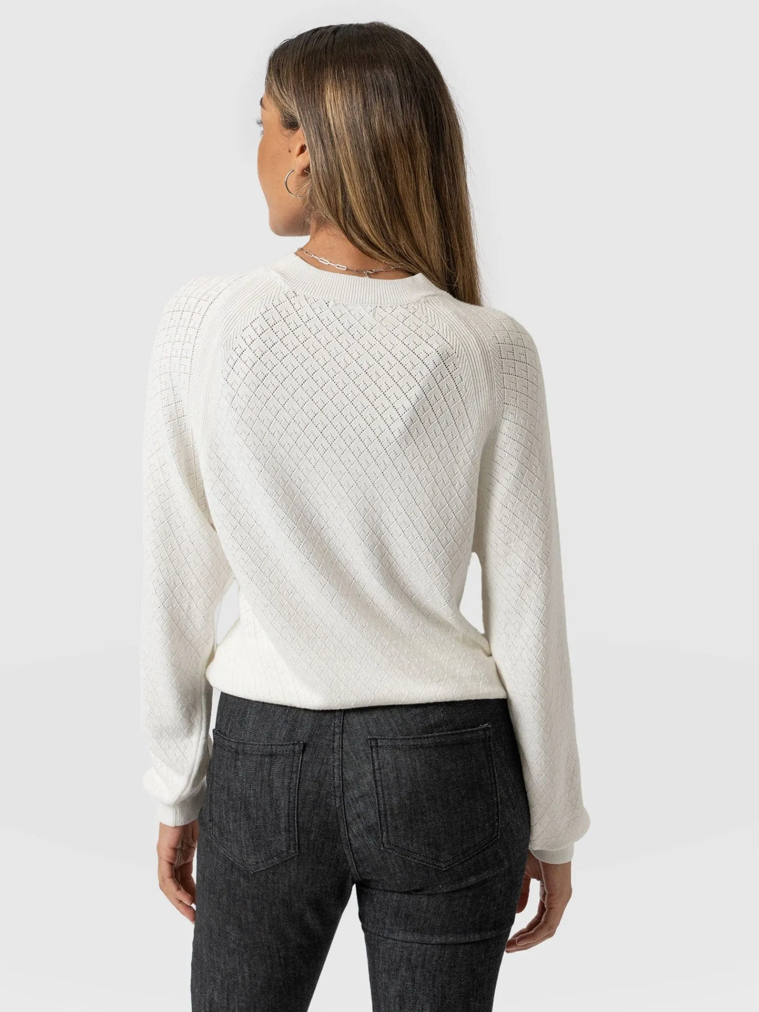 Fashion Saint and Sofia Diamond Knit Sweater - White