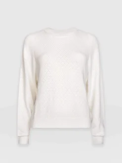 Fashion Saint and Sofia Diamond Knit Sweater - White