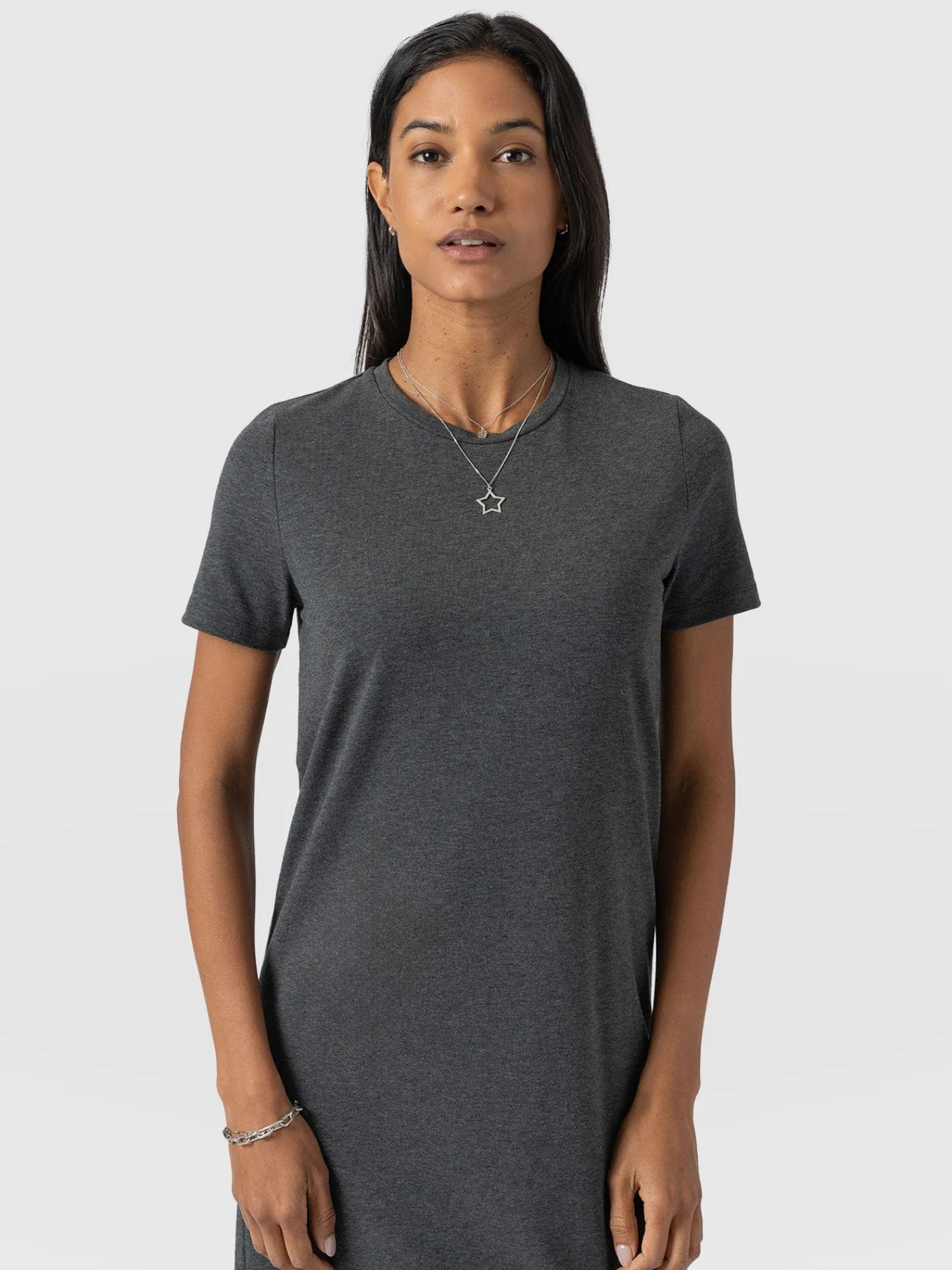 New Saint and Sofia Easy T-Shirt Midi Dress - Charcoal