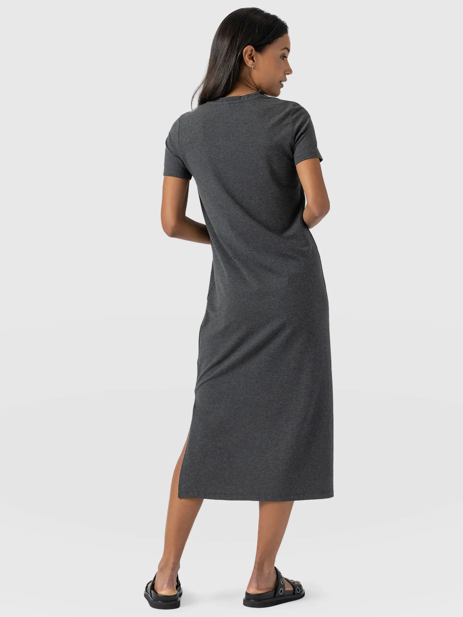 New Saint and Sofia Easy T-Shirt Midi Dress - Charcoal