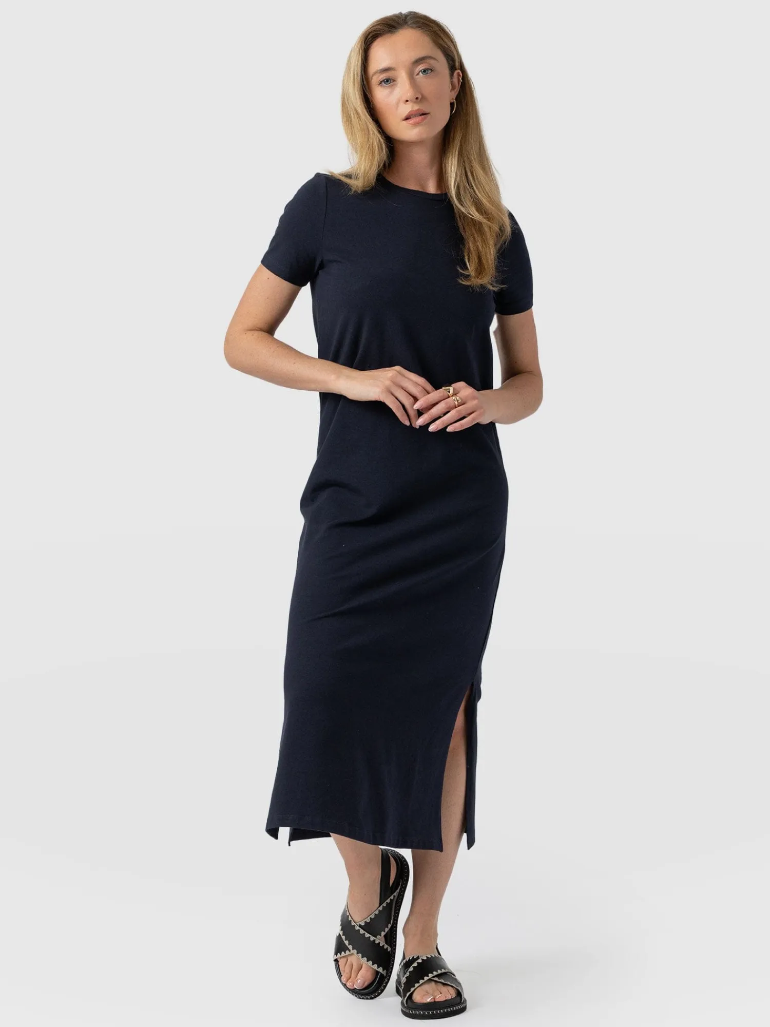 Outlet Saint and Sofia Easy T-Shirt Midi Dress - Navy