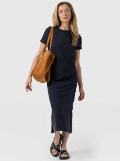 Outlet Saint and Sofia Easy T-Shirt Midi Dress - Navy