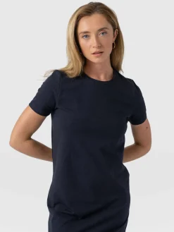 Outlet Saint and Sofia Easy T-Shirt Midi Dress - Navy