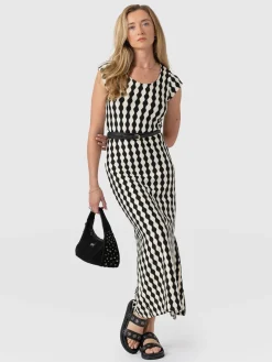 Fashion Saint and Sofia Elise Scoop Neck Midaxi Dress - Black/Cream