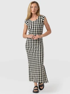 Fashion Saint and Sofia Elise Scoop Neck Midaxi Dress - Black/Cream