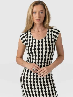 Fashion Saint and Sofia Elise Scoop Neck Midaxi Dress - Black/Cream