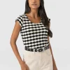Discount Saint and Sofia Elise Scoop Neck Tee - Black/Cream