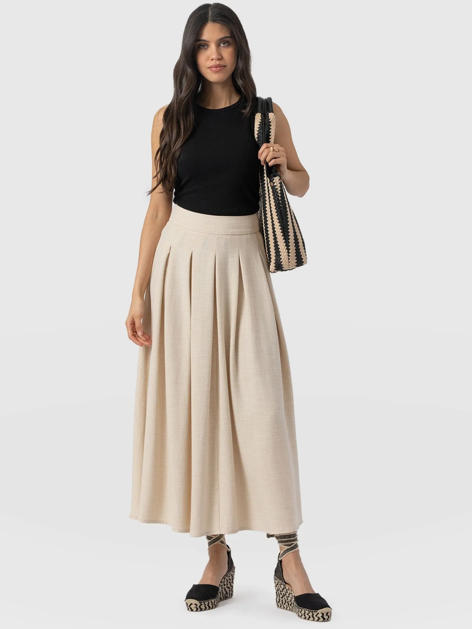 Clearance Saint and Sofia Eliza Pleated Skirt - Cream