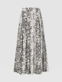 Sale Saint and Sofia Eliza Pleated Skirt - Cream Snake