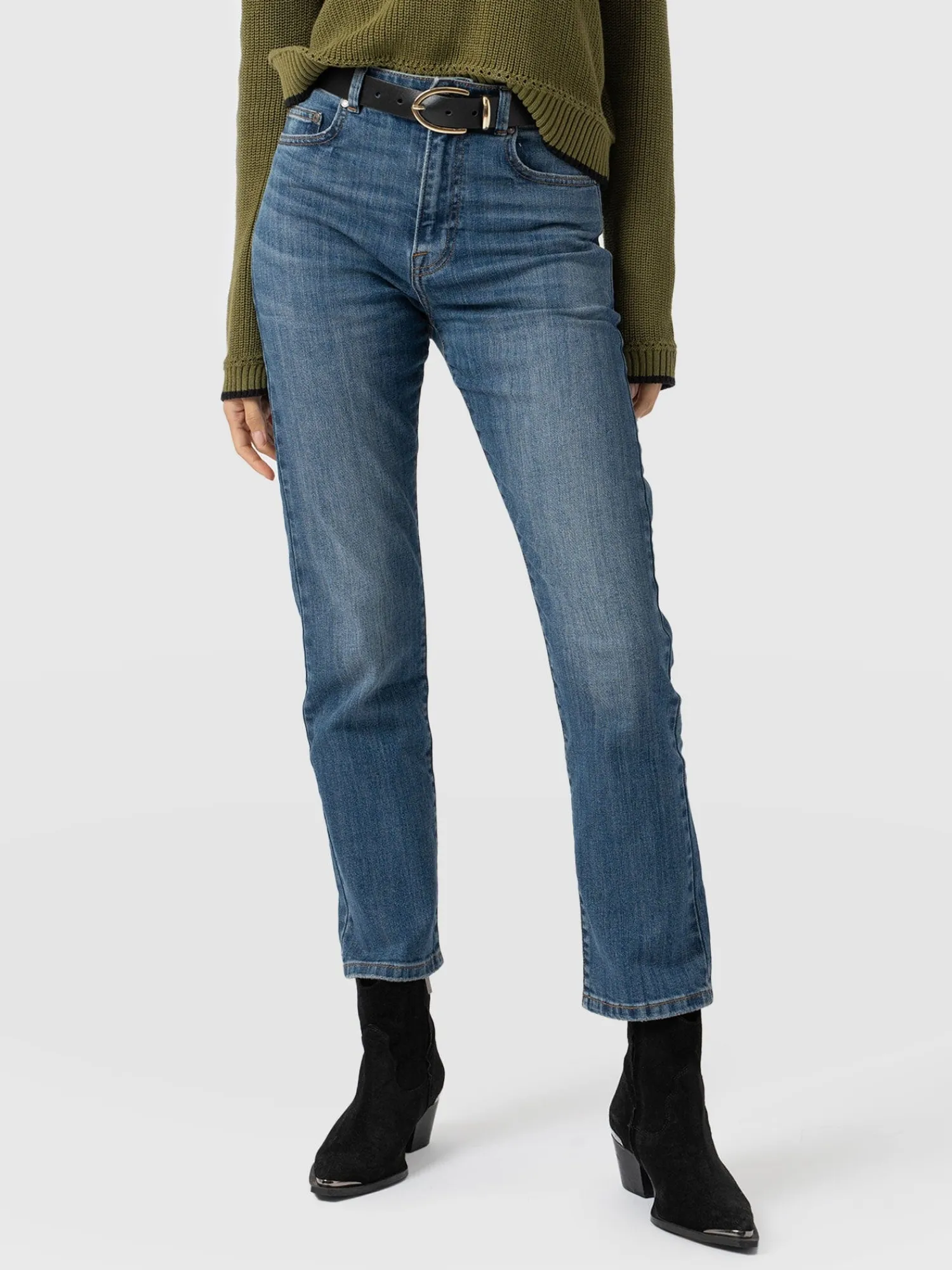 Hot Saint and Sofia Emma Straight Leg Jean - Mid Blue