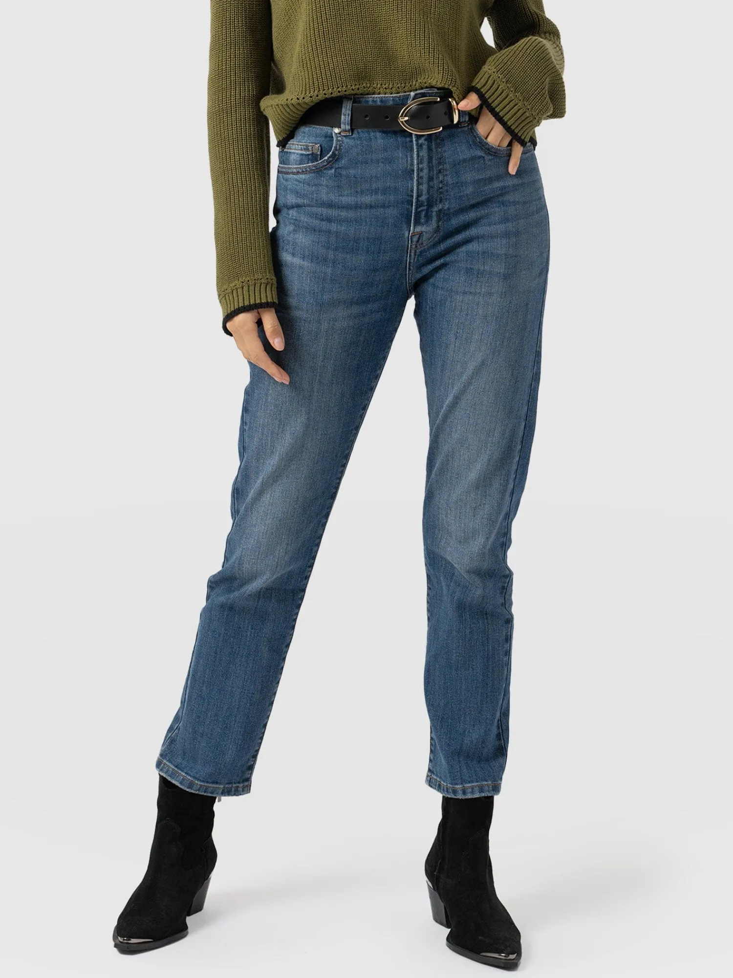 Hot Saint and Sofia Emma Straight Leg Jean - Mid Blue